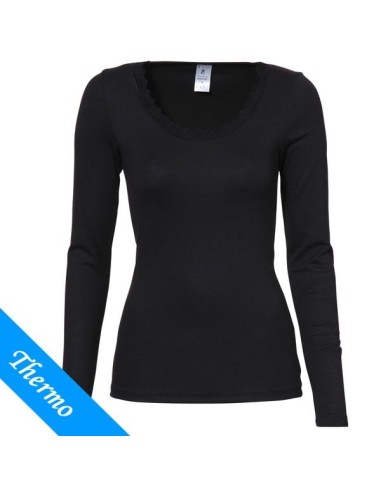 Ten Cate Vrouwen Thermo Lace Shirt Longsleeve Zwart